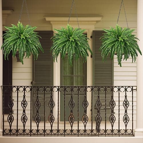 FOREST PRINCE Faux Ferns for Outdoors Large, Set of 2 Bouquets 43" Artificial Boston Plants 59 Fronds for Decoraction Garden Home Windowsill Yards thumbnail 7