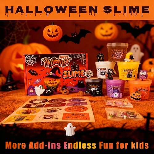 Halloween Slime Kit,6 Packs Scented Butter Slime with Special Halloween Stickers Add-ins,Slime Making Kit for Girls Ages 8-12,Halloween Party Favor for Girls and Boys thumbnail 7