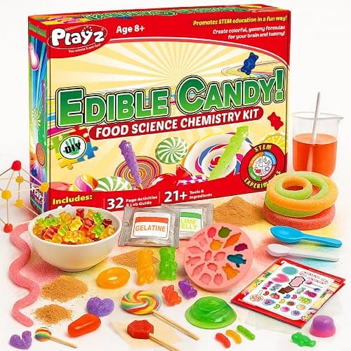 Playz Edible Candy Making Science Kit for Kids Ages 8-12 Years Old - Food Science Chemistry Kid Science Kit with 40 Experiments to Make Your Own Chocolates, Educational Science Kits for Boy & Girls - Image 1
