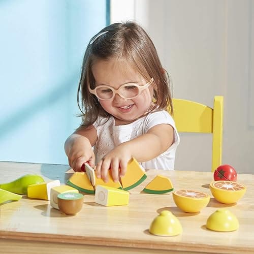 Melissa & Doug Wooden Cutting Fruit Toy Food Set & Pretend Play Kitchen Accessories, Preschool Learning Toys for Girls & Boys 3+ thumbnail 2