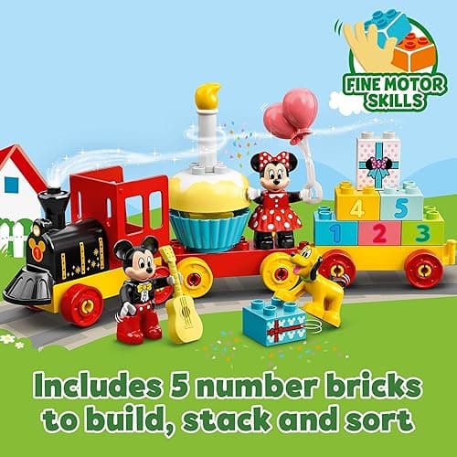 LEGO DUPLO Disney Mickey & Minnie Mouse Birthday Train - Building Toys for Toddlers with Number Bricks, Cake and Balloons, Early Learning and Motor Skill Toy, Great Gift for Girls, Boys Ages 2+, 10941 thumbnail 5
