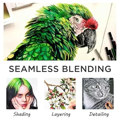 Prina 76 Pack Drawing Set Sketching Kit, Pro Art Supplies with 3-Color Sketchbook, Include Tutorial, Colored, Graphite, Charcoal, Watercolor & Metallic Pencil, for Artists Adults Teens Beginner thumbnail 4