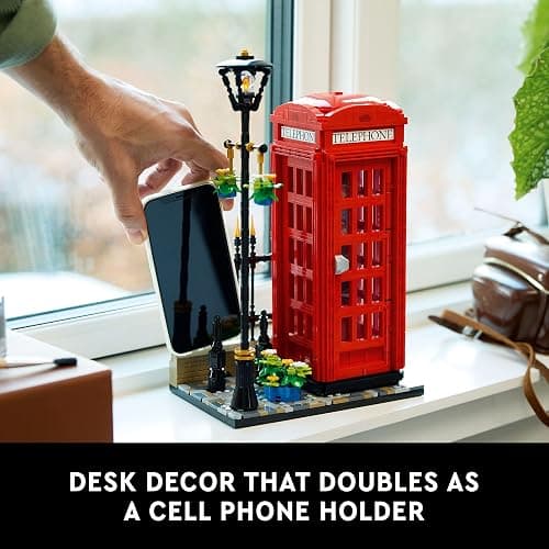 LEGO Ideas Red London Telephone Box Model for Adults, London Phone Booth and Cell Phone Holder for Build and Display, Creative Gift Idea for Travelers, London Souvenir for Home or Office Décor, 21347 thumbnail 6