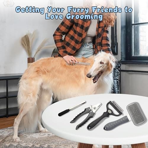 Dog Brush for Shedding,5 Pack Dog Grooming Kit,Dematting Comb,Dog Nail Clippers,Shedding Large Dog Brushes,Cat Brushes for Long Haired Cats,Cat comb,Dog Nail Trimmer thumbnail 6