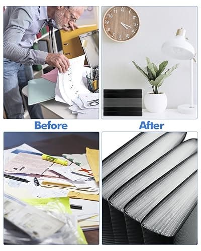 Expanding File Folder with Tabs, 13 Pockets File Organizer Accordion File Holder ，with Elastic Buckles Closure, A4 Paper Document Organizer for Home School Office thumbnail 6