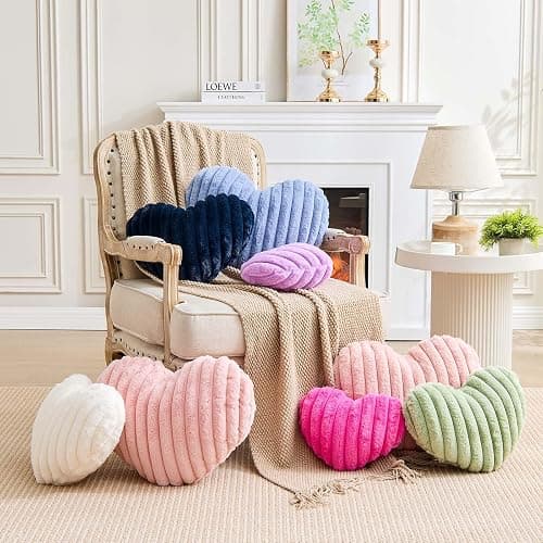 XVTRU Heart Pillows Heart Decorative Pillow Soft Fluffy Heart Shaped Dusty Pink Throw Pillows with Faux Rabbit Fur Aesthetic Room Decor Cute Small Pillow for Valentines Mother's Day thumbnail 6