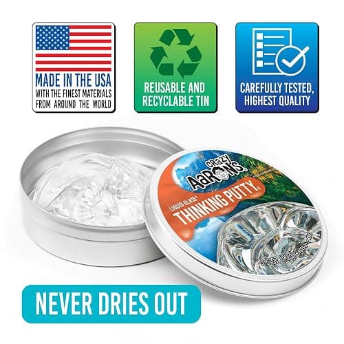 Crazy Aaron's Thinking Putty - Liquid Glass - See-Through Putty for Kids and Adults in a 4" Tin - Creative and Endless Fun, Stress Relief Therapy Toys, Never Dries Out - Made in USA thumbnail 6