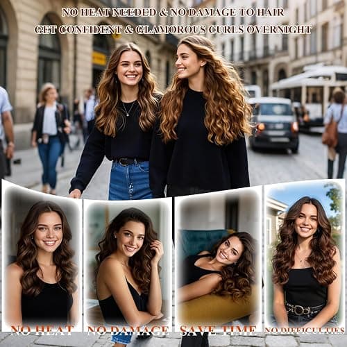 Vekola Heatless Hair Curler for Long Hair,Soft and Comfortable Sleep Hair Curler No Heat (Black) thumbnail 5