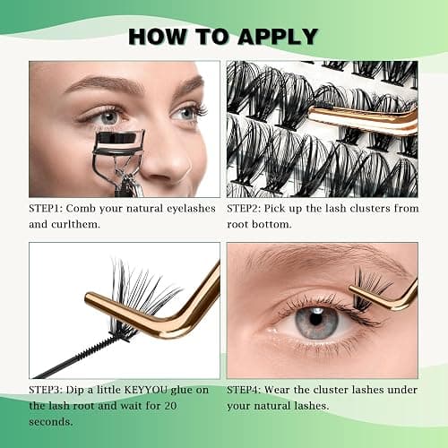 Lash Clusters 300pcs Individual Lashes 40D 0.07C Curl 11mm DIY Eyelash Extension KEYYOU Large Tray Volume Soft&Natural Cluster Lashes(40D-0.07C,11） thumbnail 5