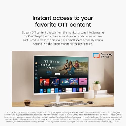 SAMSUNG 32-Inch M5 (M50D) Series FHD Smart Monitor with Streaming TV, Speakers, HDR10, Gaming Hub, Multiple Ports, Workout Tracker, Vision Accessibility Tools, LS32DM501ENXZA, 2024 thumbnail 4