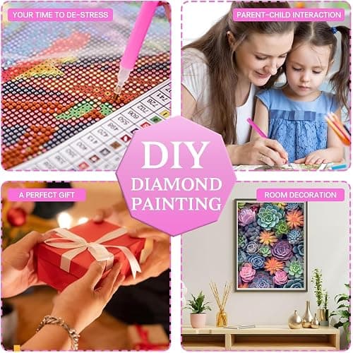 Ausanrl Succulents Diamond Painting Kits for Adults Beginners-Succulents Plant Diamond Art Kits for Adults,Flower Gem Art Kits for Adults for Gift Home Wall Decor Gifts 12x16inch thumbnail 8