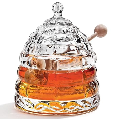 STUDIO SILVERSMITHS Crystal Honey Jar, Beehive Honey Dish - Image 1
