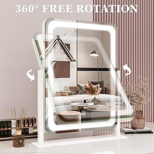 ROLOVE Vanity Mirror with Lights, 12.6"×15" LED Makeup Mirror, Lighted Makeup Mirror with Lights, Smart Touch Control Dimmable 3 Modes Light, Lighted Up Mirror for Makeup Desk, Bedroom, Dressing Room thumbnail 5