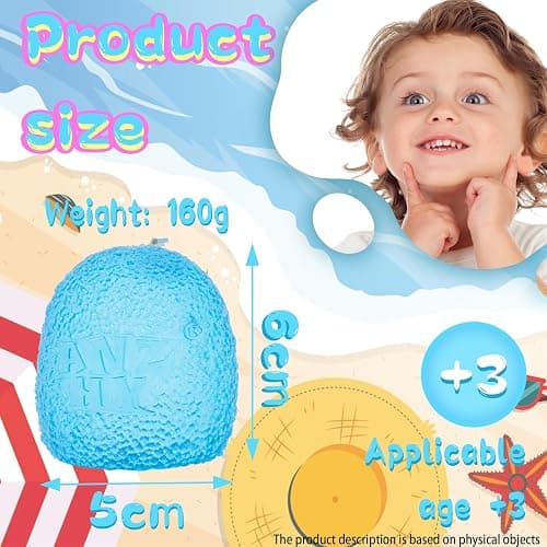 Squishy Stress Balls - Sensory Toys for Kids with Unique Needs - Fosters Creativity, Focus, and Fun - Great for Classrooms, Home, and Playtime (Blue Ellipsoid) thumbnail 3