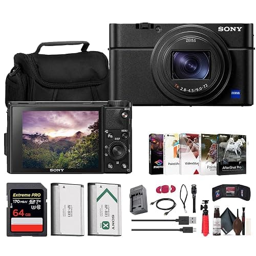 Sony Cyber-Shot RX100 VII Digital Camera (DSC-RX100M7) – 20.1MP 1-Inch Stacked CMOS Sensor | ZEISS 24–200mm Zoom Lens + 64GB Card + Case + NP-BX1 Battery + Card Reader and More - Image 1