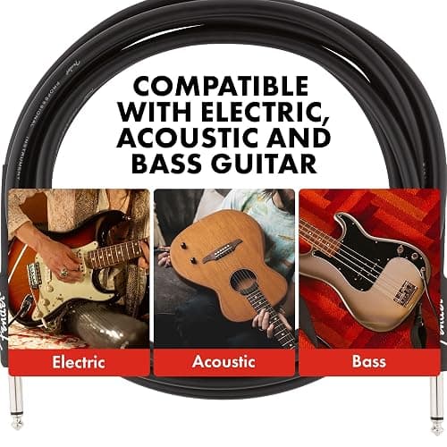 Fender Professional Series Instrument Cable, Guitar Cable 10 ft, Guitar Accessories, Stage Ready with Anti-Kinking Design, Black thumbnail 4