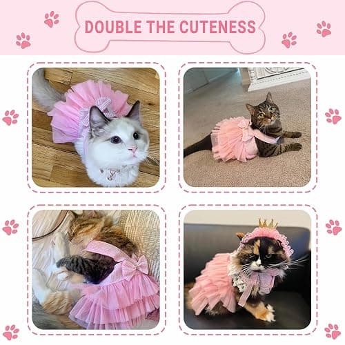 Dog Dresses, Fashion Pet Dog Clothes, Striped Mesh Puppy Dogs Princess Dresses (Pink, Small) thumbnail 5