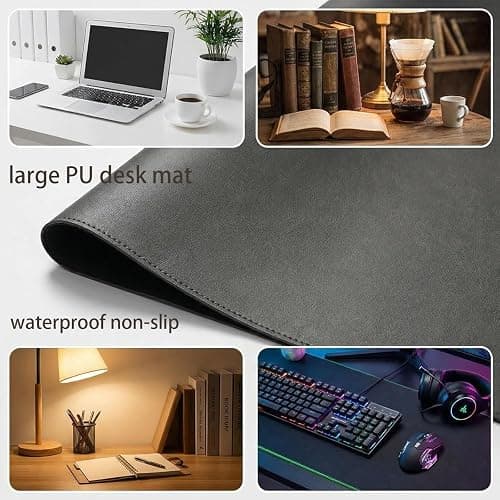 PIPRE Desk Mat, 22 x 30 cm, Premium Leather Mouse Mat, Non-Slip Table Mat, Desk Mat, Multifunctional Office Mousepad, Desk Accessories for Office and Home Office (Dunkelgrau) thumbnail 3