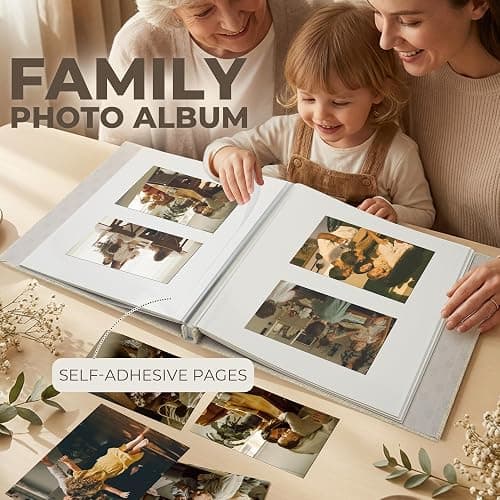 Vienrose Album Photo Adhésif, 40 Pages, 28 x 27 cm, Beige | Lin Relié Scrapbooking avec Un Stylo Métallique pour Mariage Bébé Famille Voyage thumbnail 9