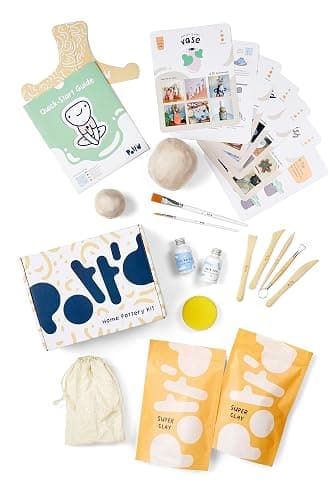Pott'd Air Dry Clay for Adults. Beginners Home Pottery Kit for Adults. DIY Craft Kit for Adult. Kit Includes: Air-Dry Clay for Adult, Tools, Brushes, Sealant, How-to-Guides thumbnail 5