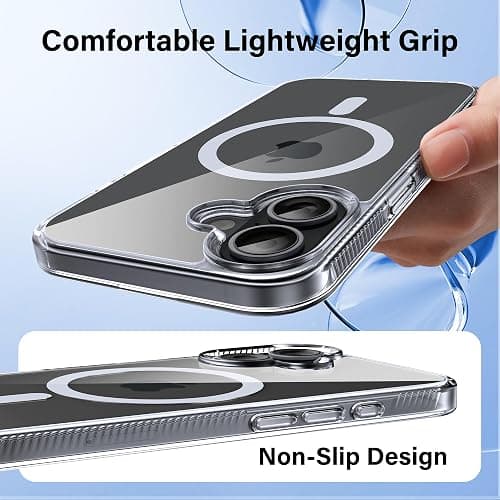 Supdeal Magnetic Case for iPhone 16, Compatible with MagSafe Transparent Not-Yellowing Cover Non-Slip Grip Military-Grade Shockproof Magnetic Clear Phone Case, 6.1", Transparent thumbnail 4