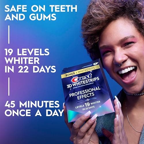 Crest Teeth Whitening Strips, Crest 3D Whitestrips Professional Effects, Enamel Safe Teeth Whitening Kit, 22 Treatments (44 Strips), Professional-Level Whitening, 19 Levels Whiter thumbnail 2