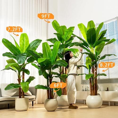 Erimda 8.2FT Artificial Banana Tree Tall Fake Banana Leaf Plant Faux Banana Silk Tree Faux Banana Leaves for Home Swimming Pool Indoor Outdoor Patio Tropical Decor thumbnail 8