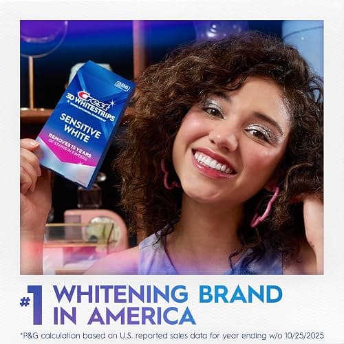 Crest 3DWhitestrips Sensitive White At-Home Teeth Whitening Kit, 18 Treatments, Gently Removes 15 Years of Stains thumbnail 8