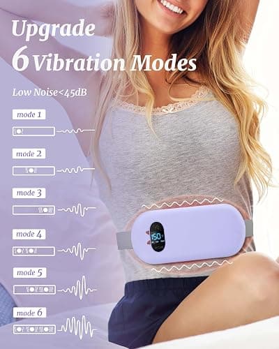 Portable Electric Heating Pad for Cramps, Upgraded Cordless Period Fast Heat Pad for Back Menstrual Belt 6 Heat 6 Vibration Modes Gifts for Women Girl Her Girlfriend Christmas Stocking Stuffer Purple thumbnail 5
