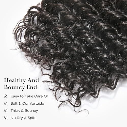ASHINE Human Hair Bundles Deep Wave Unprocessed Cambodian Raw Hair 18 20 22 Inch, Flip Over Quick Weave Wet and Wave Bundles for Women Natural Black thumbnail 5