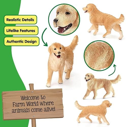 schleich Farm World - 3” Female Golden Retriever Figurine - Realistic Barnyard Dog Figure for Screen-Free Play - Farm Animal Educational Toy for Toddlers - Boys and Girls Ages 3+ | 16395 thumbnail 4