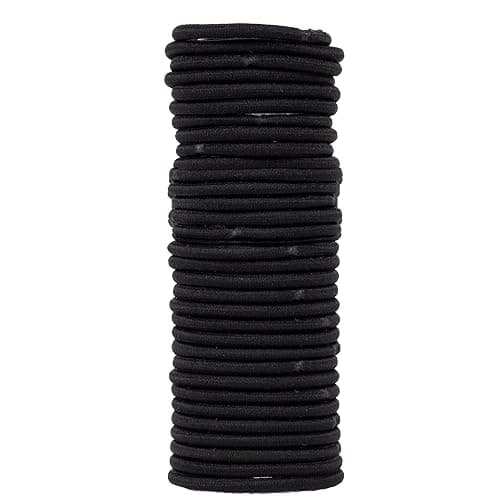 Amazon Basics Pony Tail Hair Ties - Black 4 MM Elastics for All Types, 32 Count thumbnail 2