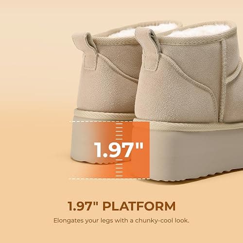 DREAM PAIRS Platform Mini Boots for Women Suede Genuine Leather, Classic Winter Ankle Snow Boots with Memory Foam Insole Lightweight Anti-Slip Outsole FuzzyClassic thumbnail 7