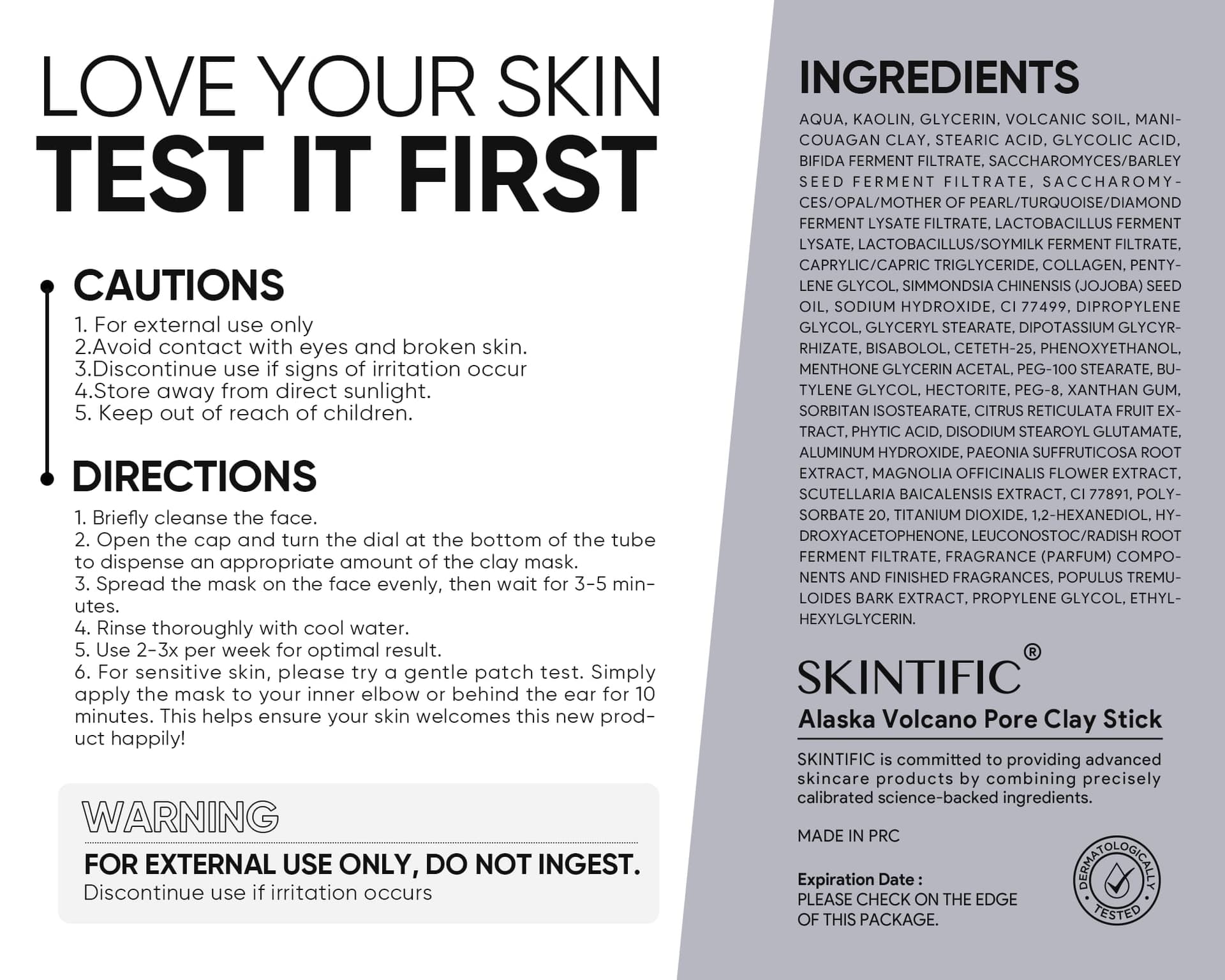 SKINTIFIC Deep Pore Cleansing Blackhead Remover Face Mask Stick, Mud Mask with Natural Alaska Volcano Clay, Gentle Exfoliating, Smoothing Skin, Non-Drying, Skincare Facial Mask thumbnail 2