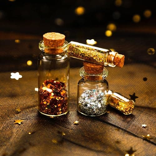 Geiserailie 45 Pcs Mini Glass Bottles with Cork Stoppers Spell Jar Mini Glass Vials Potion Bottles Clear Wishing Jars with 50 Eye Screws 3 Funnels for Party Favors DIY Art Crafts Decoration, 5 Sizes thumbnail 2