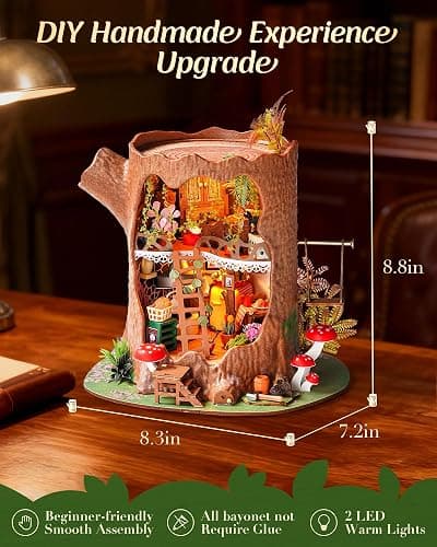 Rolife DIY Miniature House Kit Tree House, Tiny House Model House Building Kit for Teens, DIY Crafts for Adults, Birthday/Halloween for Parents Friends (Fairytale Tree House) thumbnail 3