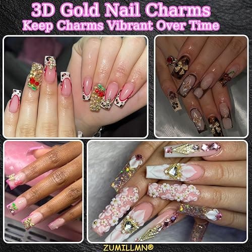 ZUMILLMN 20Pcs 3D Gold Nail Charms Random Butterfly Crown Cherry Nail Art and Gems for Nail 3D Alloy Nail Charms Shiny Nail Rhinestones Alloy Nail Charm Nail Gems Cute Charms for Nails Design（Gold） thumbnail 5