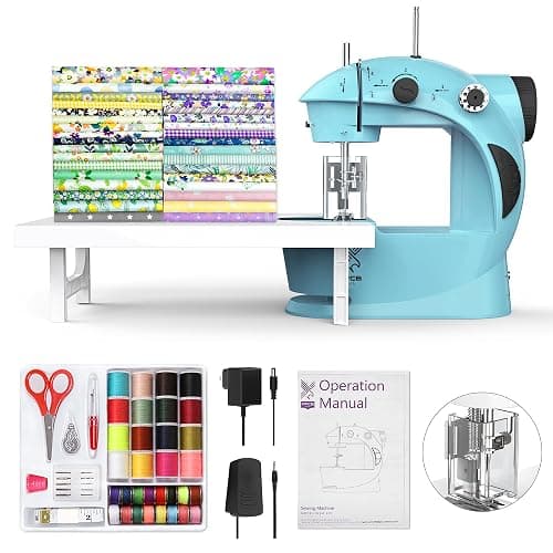 KPCB Tech Mini Sewing Machine with Extension Table and 42PCS Sewing Kit (Blue) - Blue - Image 1
