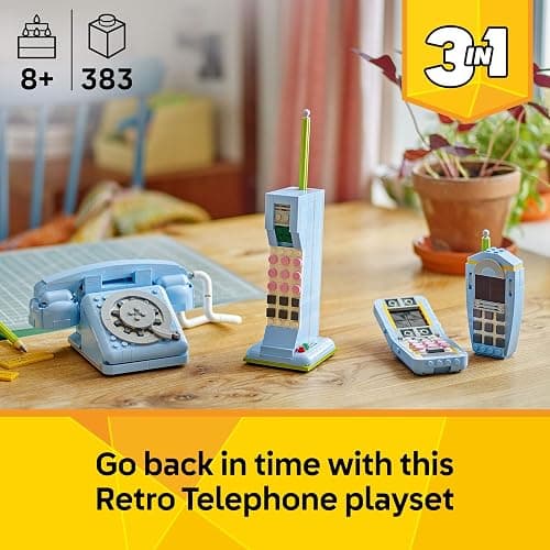 LEGO Creator 3in1 Retro Telephone Toy with Rotary Dial - Transforms into a 1980s Model or 2 Mobile Phones from the 2000s - Creative Gift for 8+ Year Old Girls & Boys - 31174 thumbnail 4
