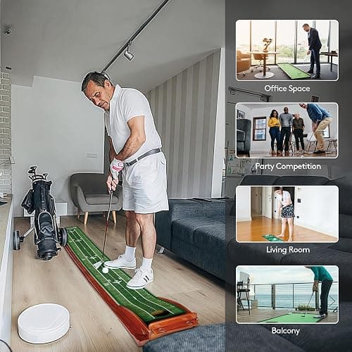 Kalramay Putting Green Indoor Golf Putting Mat – Easy to Assemble with Automatic Ball Return, Wrinkle-Free Close to Real Green Speed, Suitable for Office, Recreation Room, Patio – Ideal Gift thumbnail 6