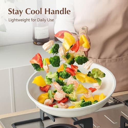 SENSARTE Nonstick Ceramic Frying Pan Skillet with Lid, 9.5 Inch Omelet Pan, Healthy Non Toxic Chefs Pan, Induction Compatible Egg Pan with Heat Resistant Handle, Free of Intentionally Added PFAS/PTFE thumbnail 9
