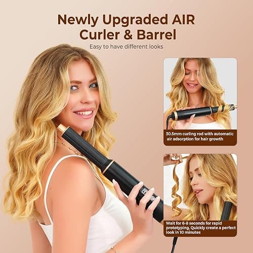 5 in 1 Blow Dryer Brush, Upgrade Hair Dryer Brush Air Curler Air Curling Wrap Styler, Detachable Hot Air Brush Negative Ion Curling Brush Iron, Hair Styling Tools for Drying Curling Straightening thumbnail 2