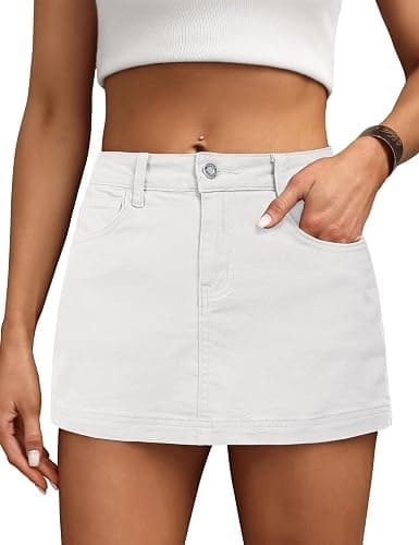 BISUAL Denim Skort for Women High Waist Mini Denim Skirt Casual Stretch Jean Skirts for Women Denim with Pockets - Image 1
