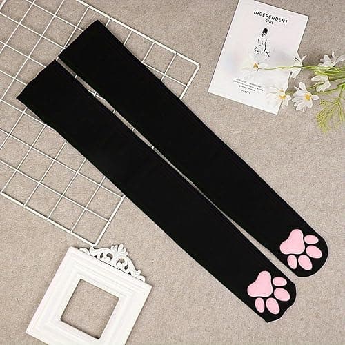 ABAFIP Cat Paw Stockings Thigh High Paw Pad Socks for Women | 3D Kitten Paw Pad Socks, Over Knee Length, Cat Feet Stockings for Halloween Cosplay Costume thumbnail 3