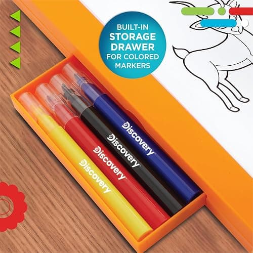 Discovery LED Tracing Tablet, 26-Piece Set with Washable Markers, Tracing & Template Sheets, Battery Powered Doodle Activity Lightboard, Kids Drawing & Sketching Portable Travel Art Set, Toy Gift thumbnail 5