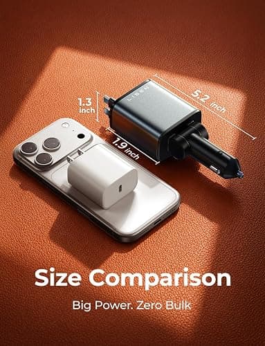 LISEN Retractable Car Charger, 84W Car Charger USB C Fast Charge, Multi Cigarette Lighter Adapter, 4 in 1 Car Accessories Birthday Gifts for Men Women Dad Mom Husband, for iPhone 17 16 15 14 13 12 X thumbnail 9