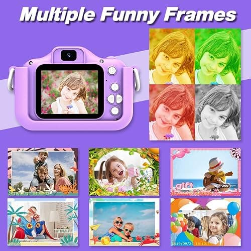 Goopow Kids Camera Toys for 3-8 Year Old Girls Boys,Children Digital Video Camcorder Camera with Cartoon Soft Cover, Best Chritmas Birthday Festival Gift for Kids - 32G SD Card Included thumbnail 5