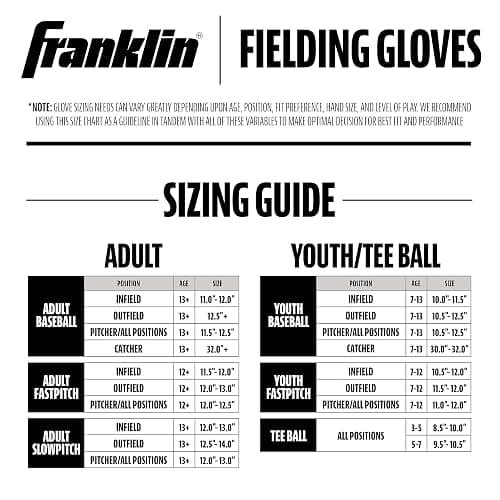Franklin Sports Field Master Baseball + Softball Glove - Field Master Adult + Youth Baseball + Softball Mitt - Men's + Women's Gloves - Right Hand Throw thumbnail 7