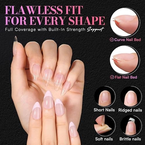 Makartt Short Almond Nail Tips: 504PCS Pre Etched Clear False Nails Tips Almond Shapes, 15 Sizes Full Cover Half Matte Soft Acrylic Press On Nail Extensions Supplies Salon and DIY at Home thumbnail 3