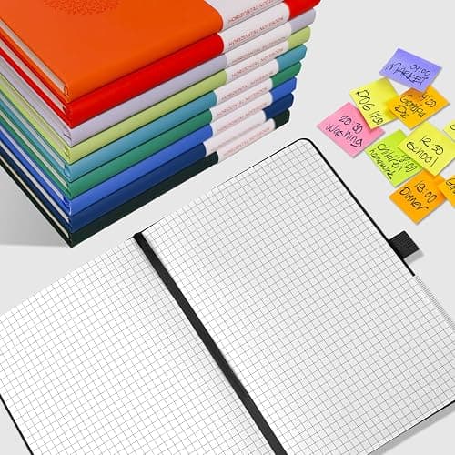 A5 Journal Notebook Graph Paper, 200 Pages Leather Squared Journal Notebook for Women Men, Hardback Note Book with 80GSM Grid Paper, No Bleed for Writing, Notepad for Office School Supplies, Black thumbnail 7
